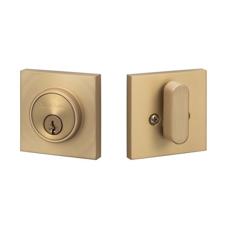 SURE-LOC HARDWARE Sure-Loc Hardware Modern Square Deadbolt, Satin Brass DB201-SMD SB